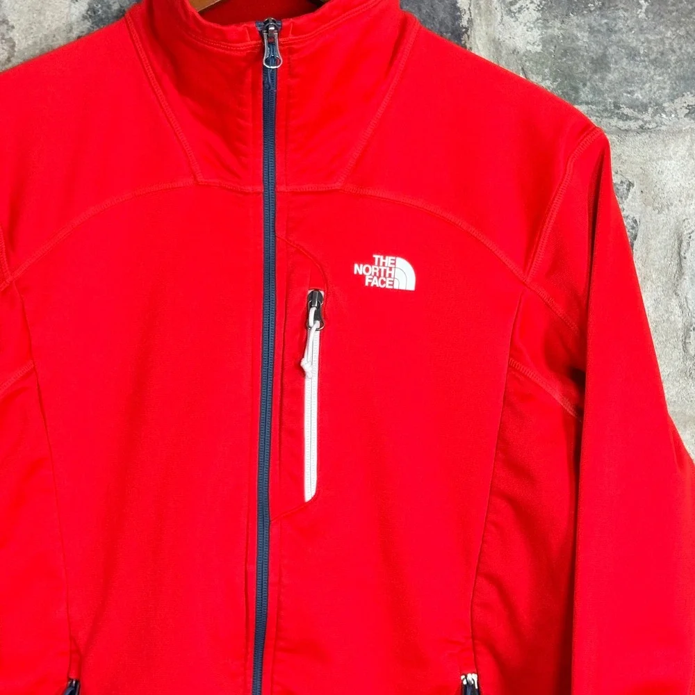 The North Face Men's Red Full Zip Softshell Jacket Mock Neck Medium Gorpcore